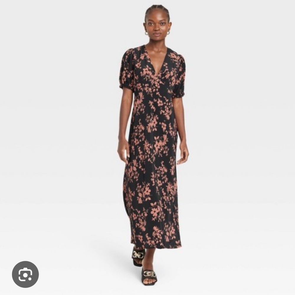 Women's Crepe Puff Short Sleeve Midi Dress - A New Day™